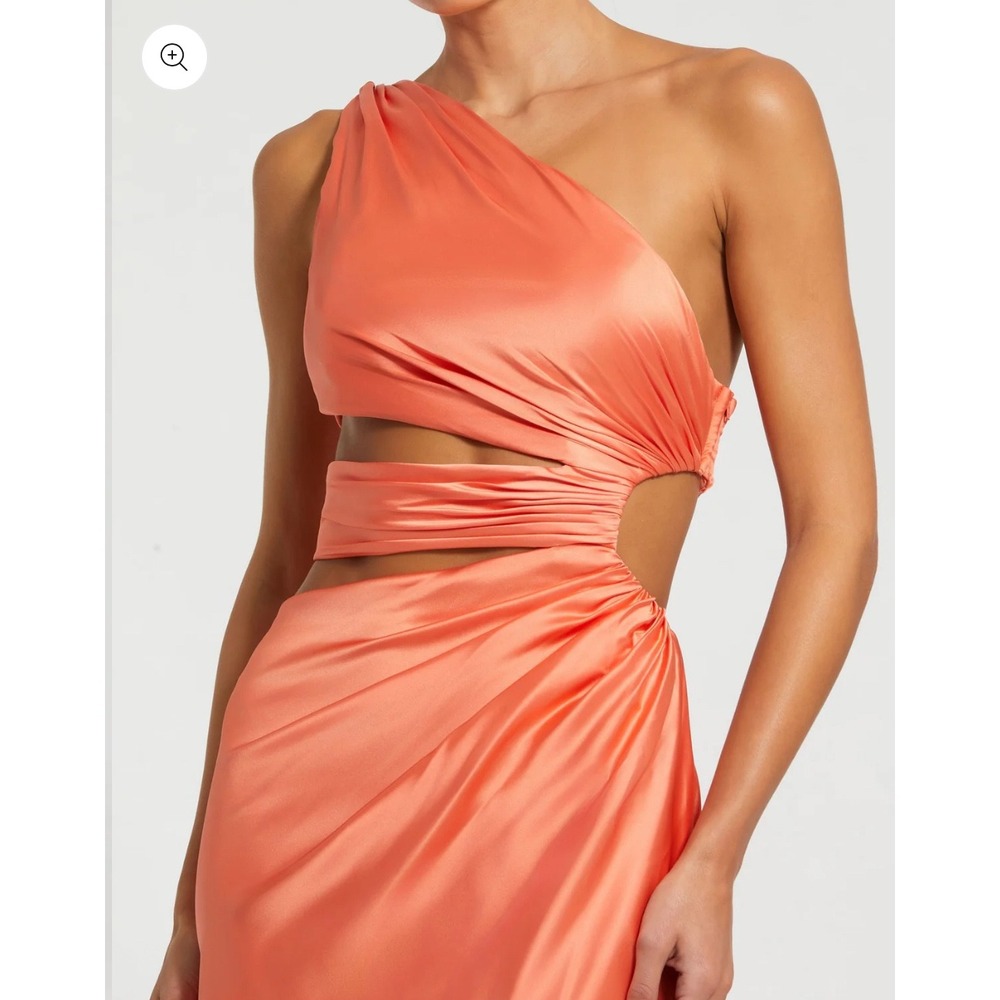 Mac Duggal Coral Satin One-Shoulder Cutout Maxi Dress